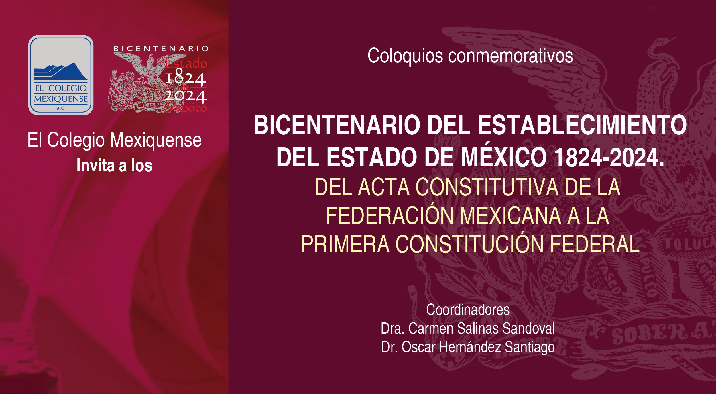 Coloquios conmemorativos. Bicentenario del establecimiento del Estado de México 1824-2024